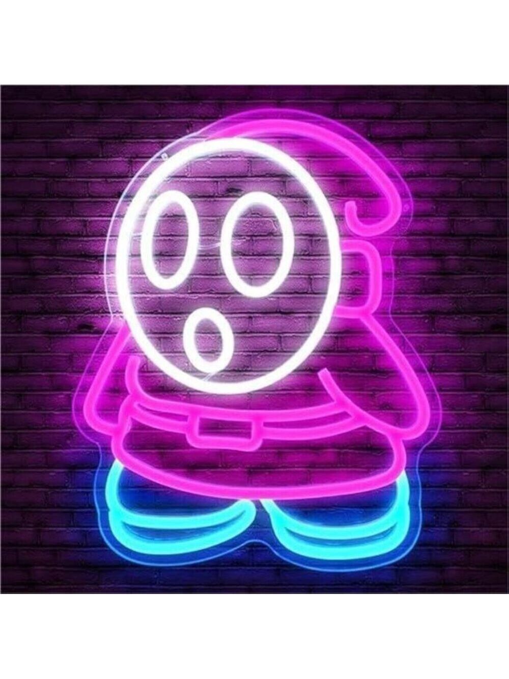 Super Mario Bros Shy Guy LED Neon Light Retro NES Game Sign Room Decor Nintendo